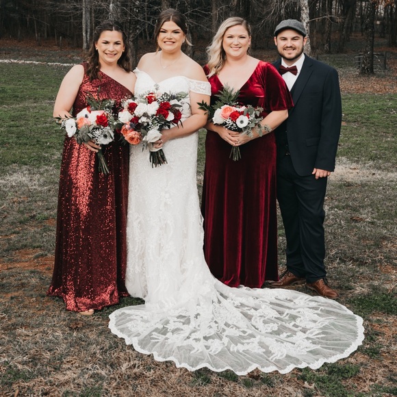 David’s Bridal Sequin One shoulder Dress - Picture 7 of 10